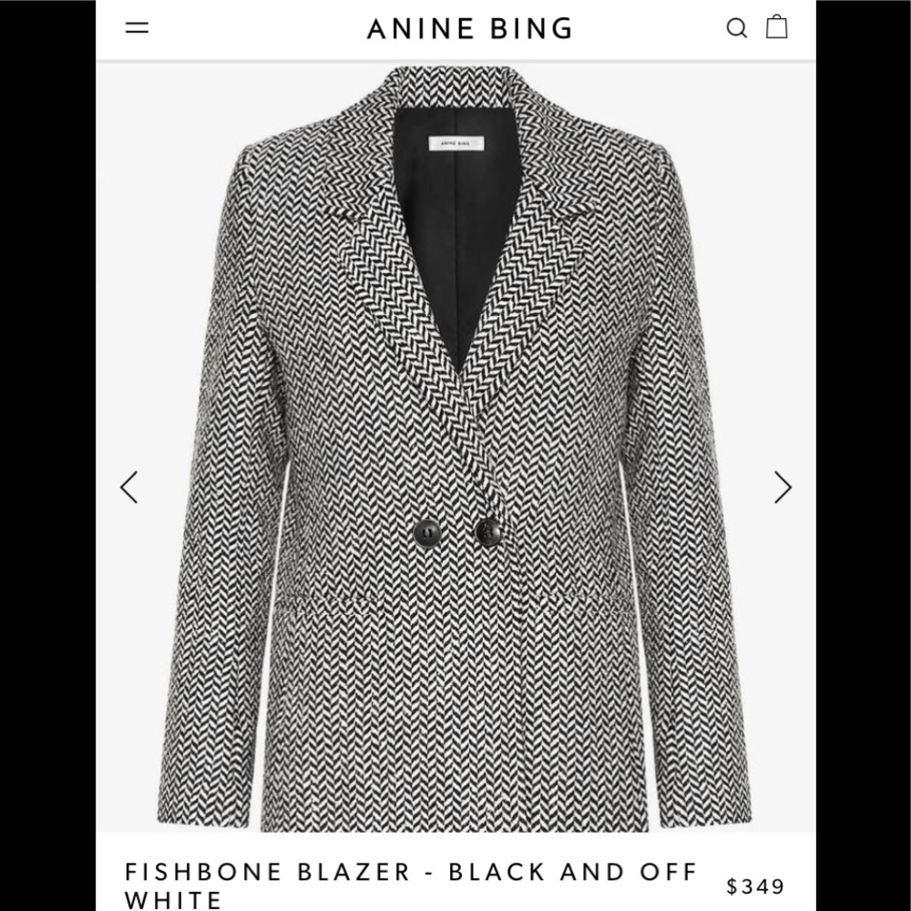 FISHBONE BLAZER - BLACK AND OFF WHITE